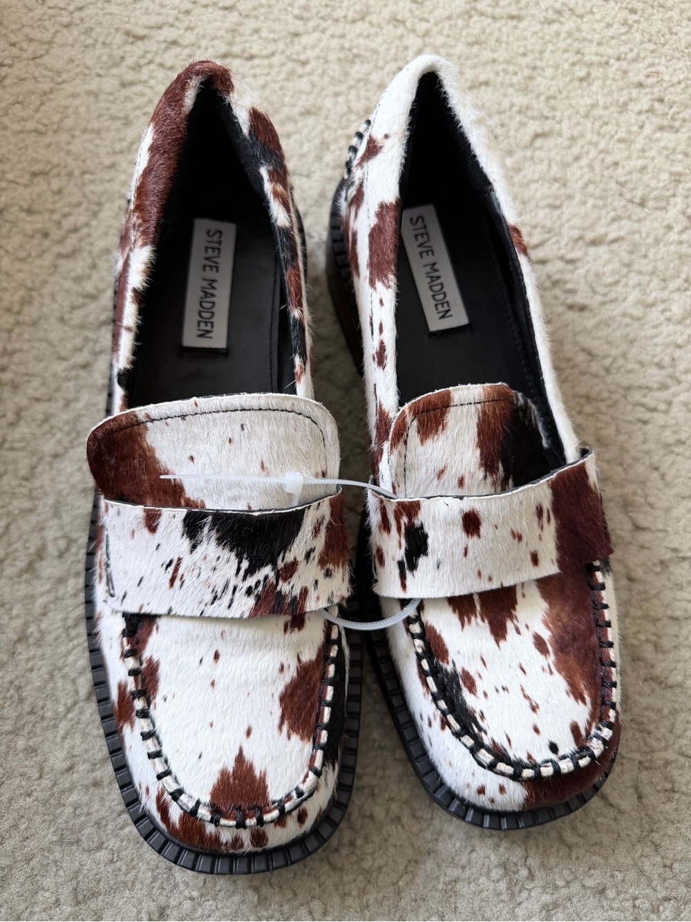 Stuart Weitzman Cowhide Loafers - Brown, White & Black
